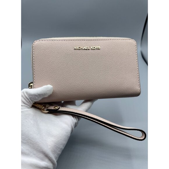 Michael Kors Jet Set Soft Pink Large Flat Multifunction Phone Case Wristlet READ - Picture 3 of 15